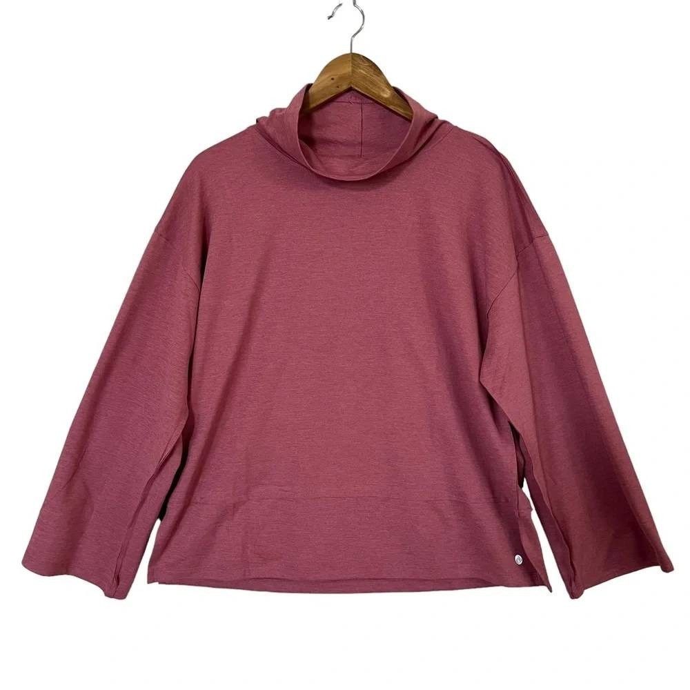 Apana Pink Clay Yoga Lifestyle Top Mock Neck Activewear Shirt Womens Large NWT